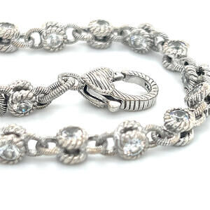 Judith Ripka Sterling Silver 925 Link CZ Bracelet